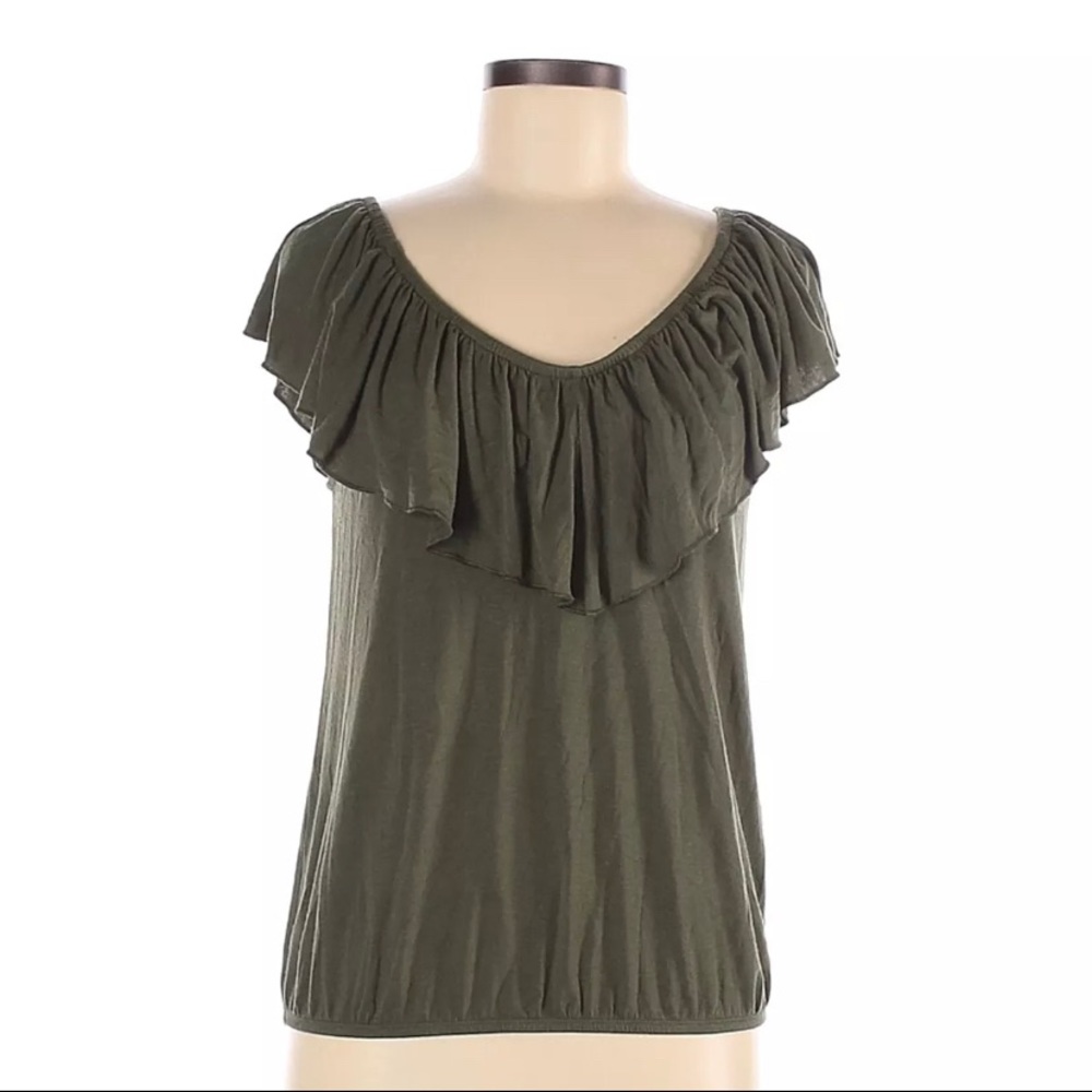 Express Green Ruffle Top - Picture 3 of 3